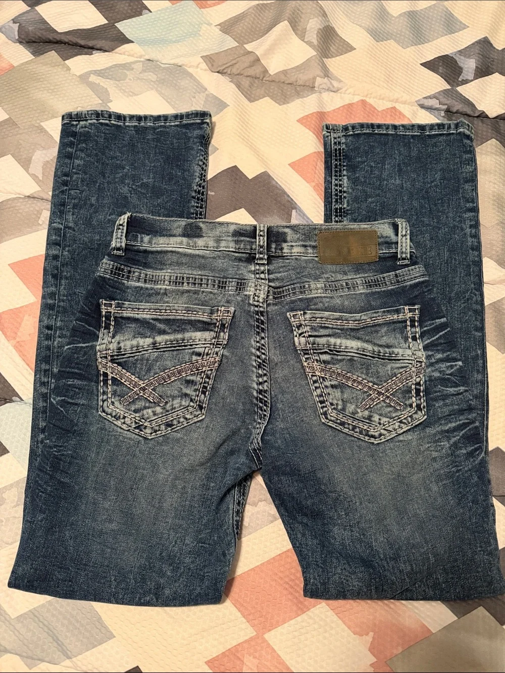 Men's Dark Blue Washed Jeans - bootleg Fit
